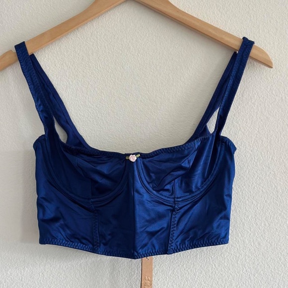 Skims Stretch Satin Corset in Neptune, Size Small - Picture 2 of 7